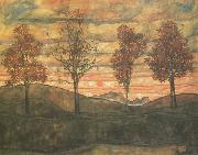 Egon Schiele Four Trees (mk12) oil